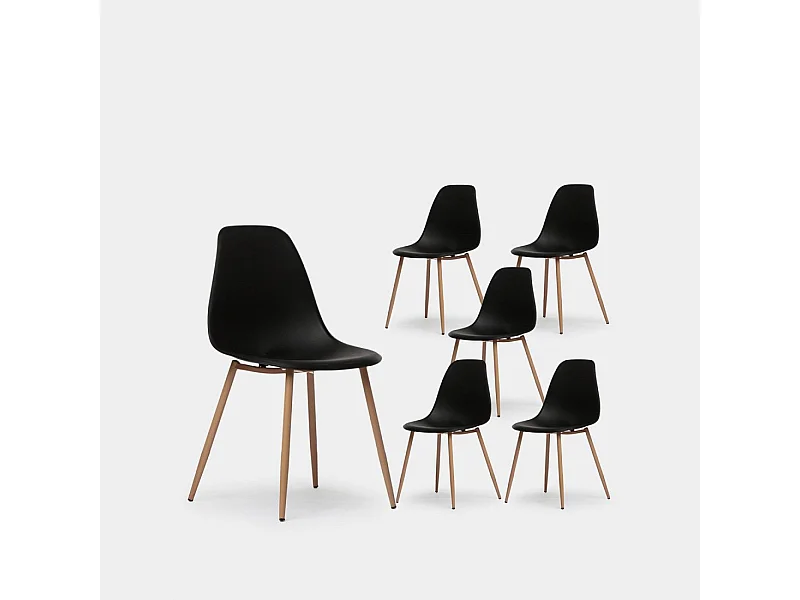 Chaise de salle à manger en plastique noir 45x80 cm-Nina