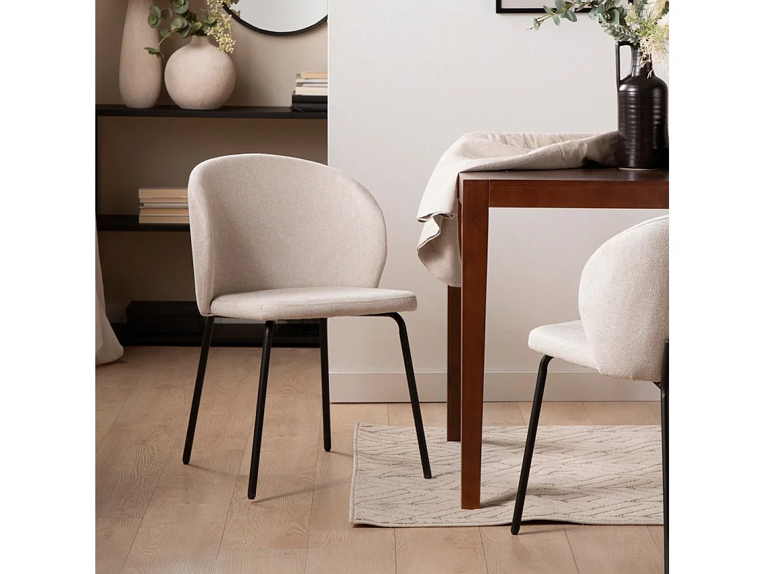 Silla de comedor de Tela Beige 80 x 49- Norah