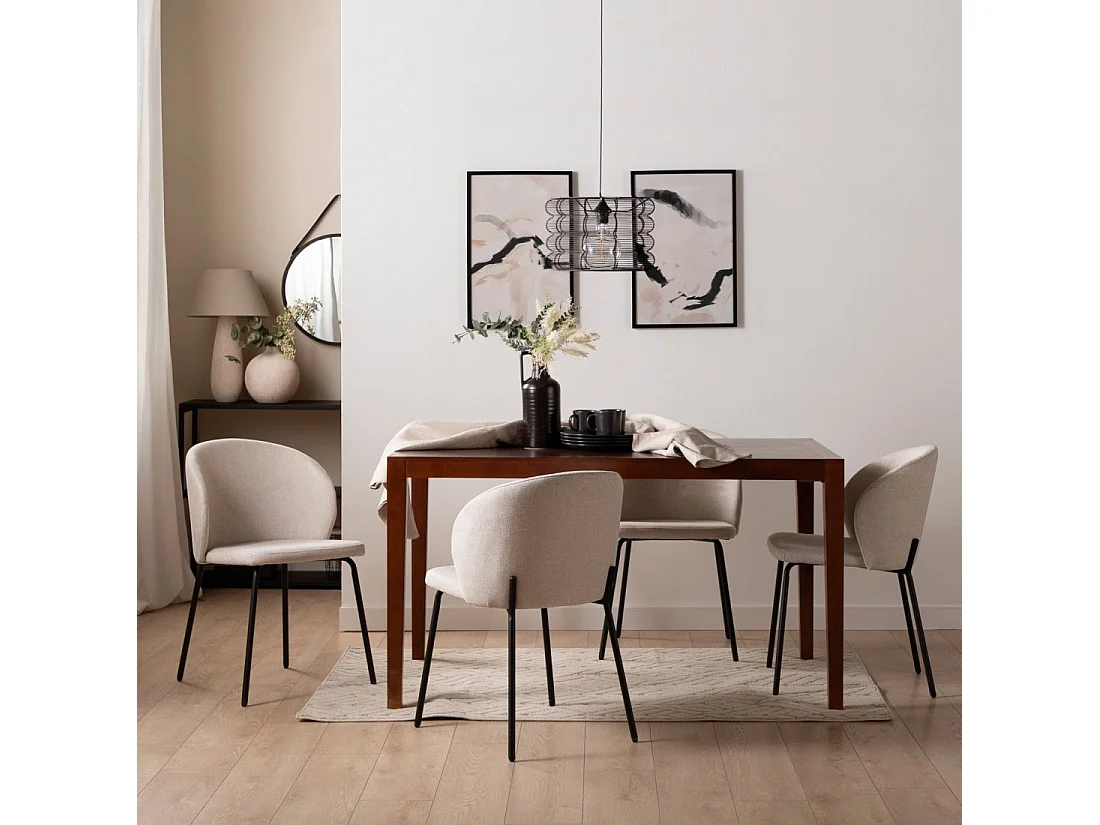Silla de comedor de Tela Beige 80 x 49- Norah