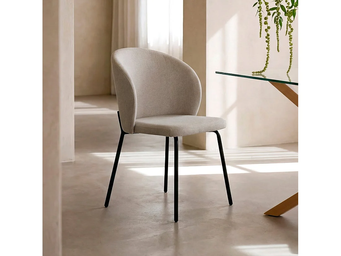 Silla de comedor de Tela Beige 80 x 49- Norah
