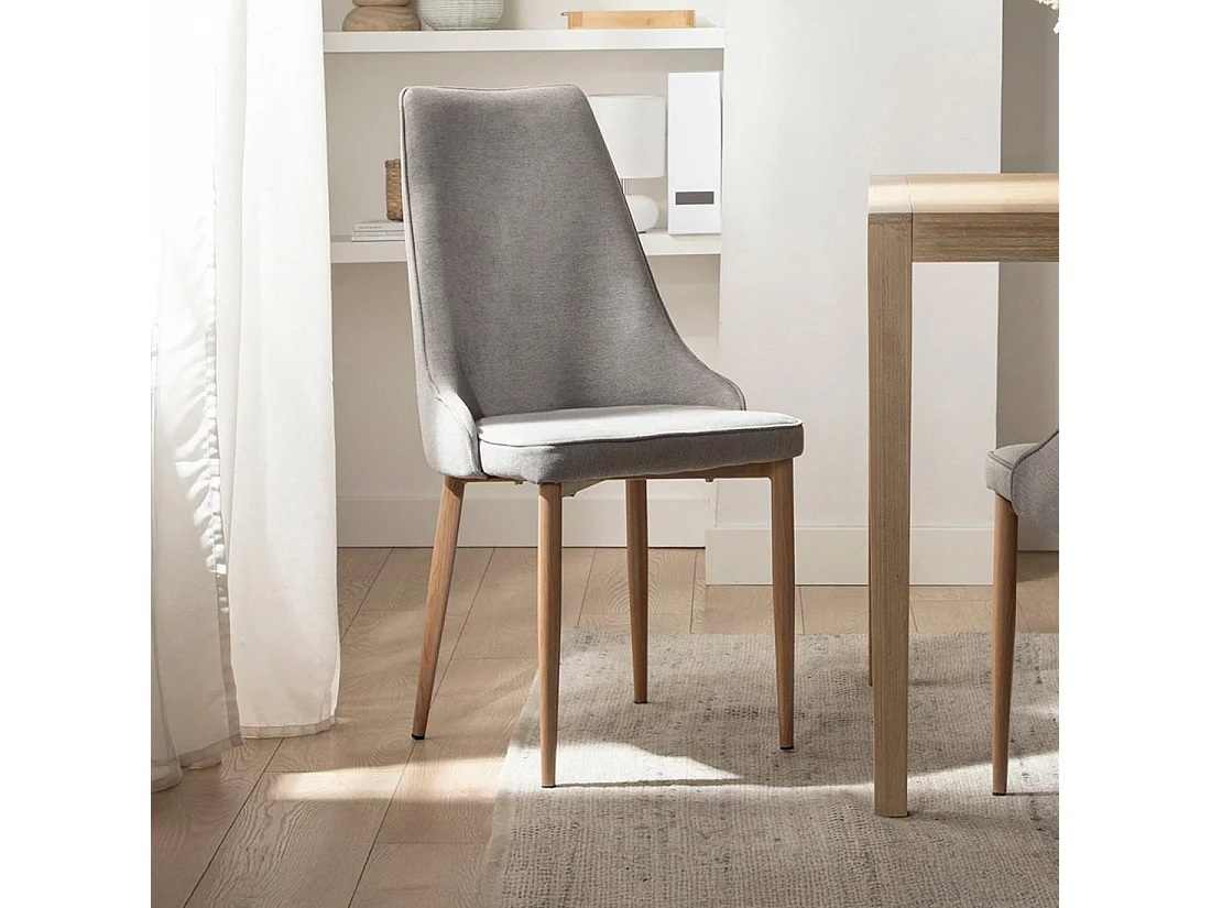 Chaise de salle à manger en tissu gris 45x95 cm-Agnes