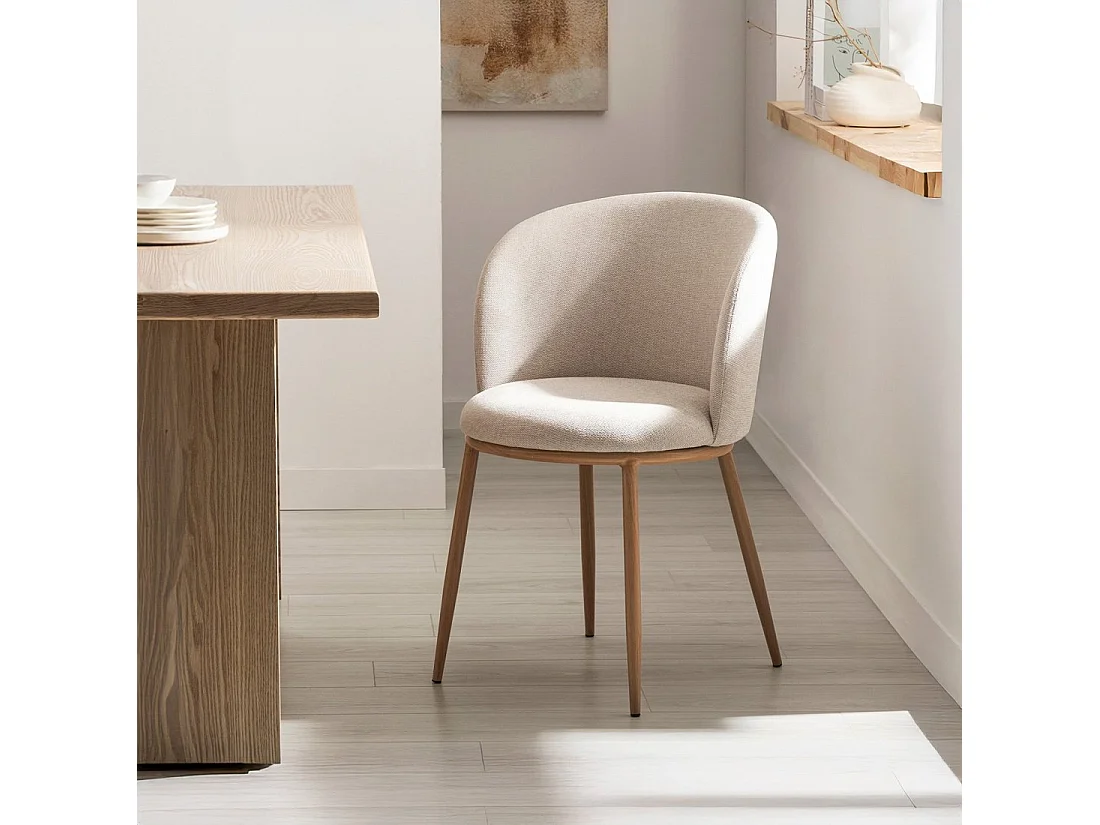 Chaise de salle à manger en tissu beige 51x80 cm-Nolan