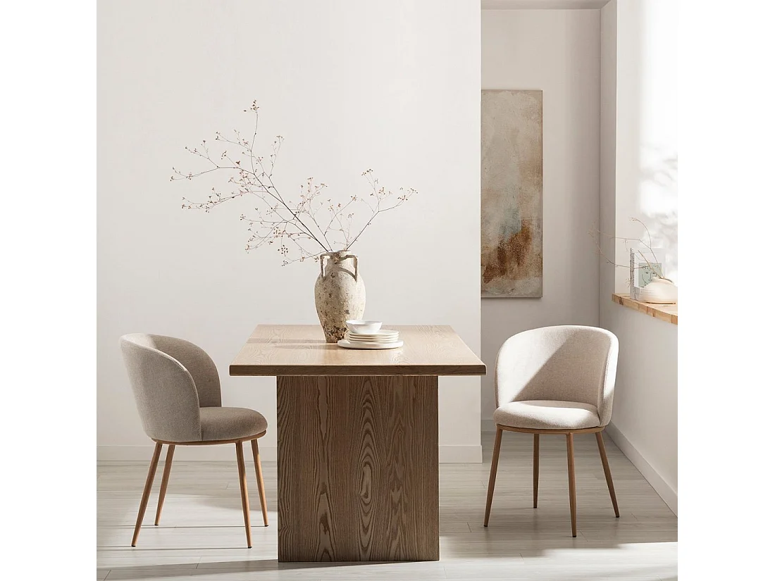 Chaise de salle à manger en tissu beige 51x80 cm-Nolan