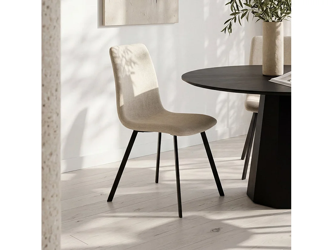 Silla de comedor de Tela Beige 87 x 43- Maia