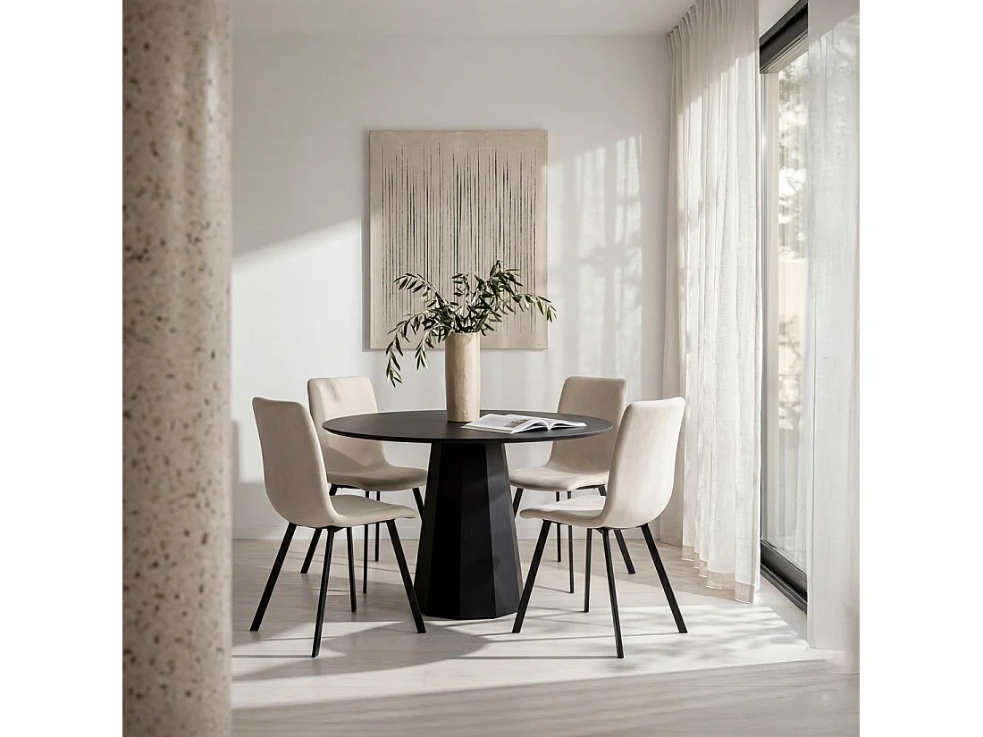 Silla de comedor de Tela Beige 87 x 43- Maia