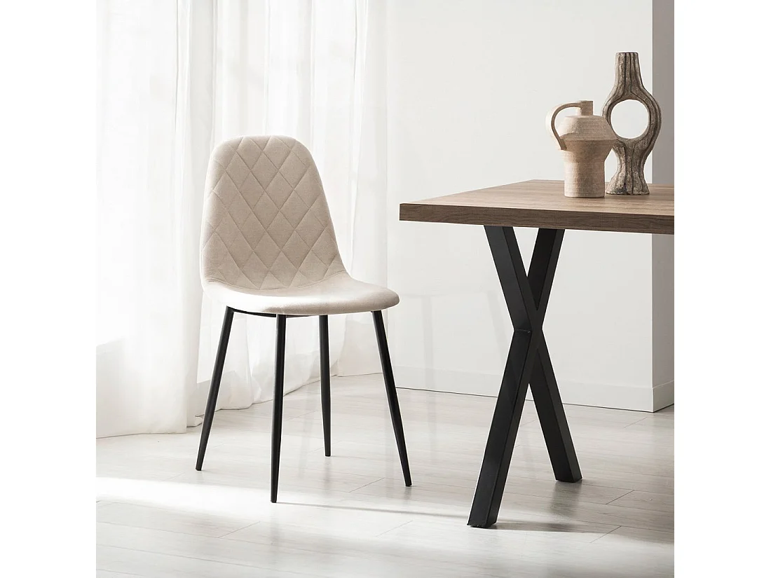 Chaise de salle à manger en tissu beige 45x86 cm-Ellis
