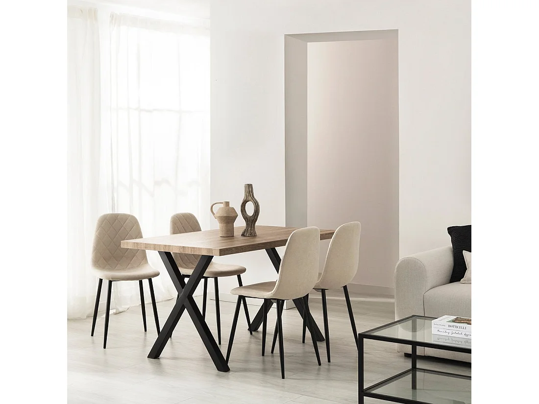 Chaise de salle à manger en tissu beige 45x86 cm-Ellis