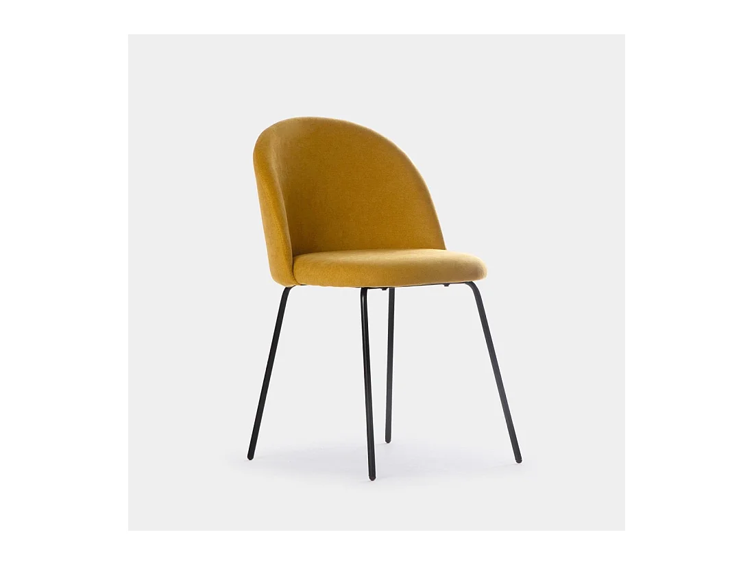 Chaise de salle à manger en tissu moutarde 48x81 cm-Olivia