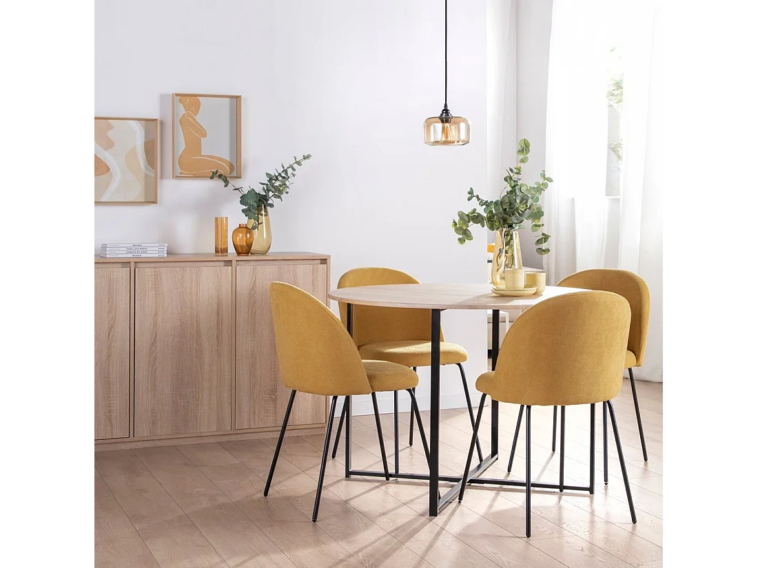 Silla de comedor de Tela Mostaza 81 x 48- Olivia