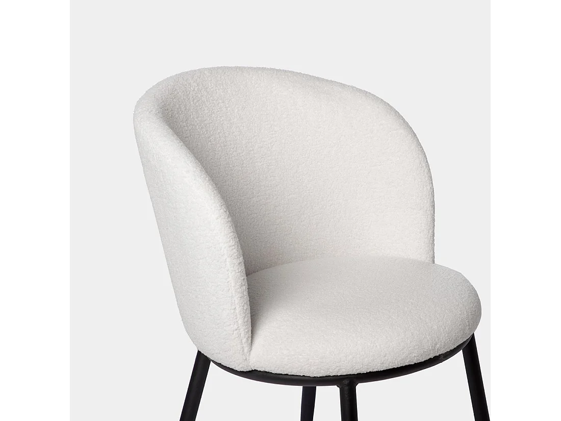 Chaise de salle à manger en revêtement en moutonnet blanc 51x80 cm-Nolan