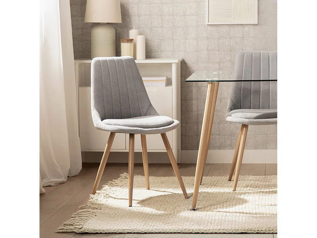 Chaise de salle à manger en tissu gris 47x87 cm-Ingrid