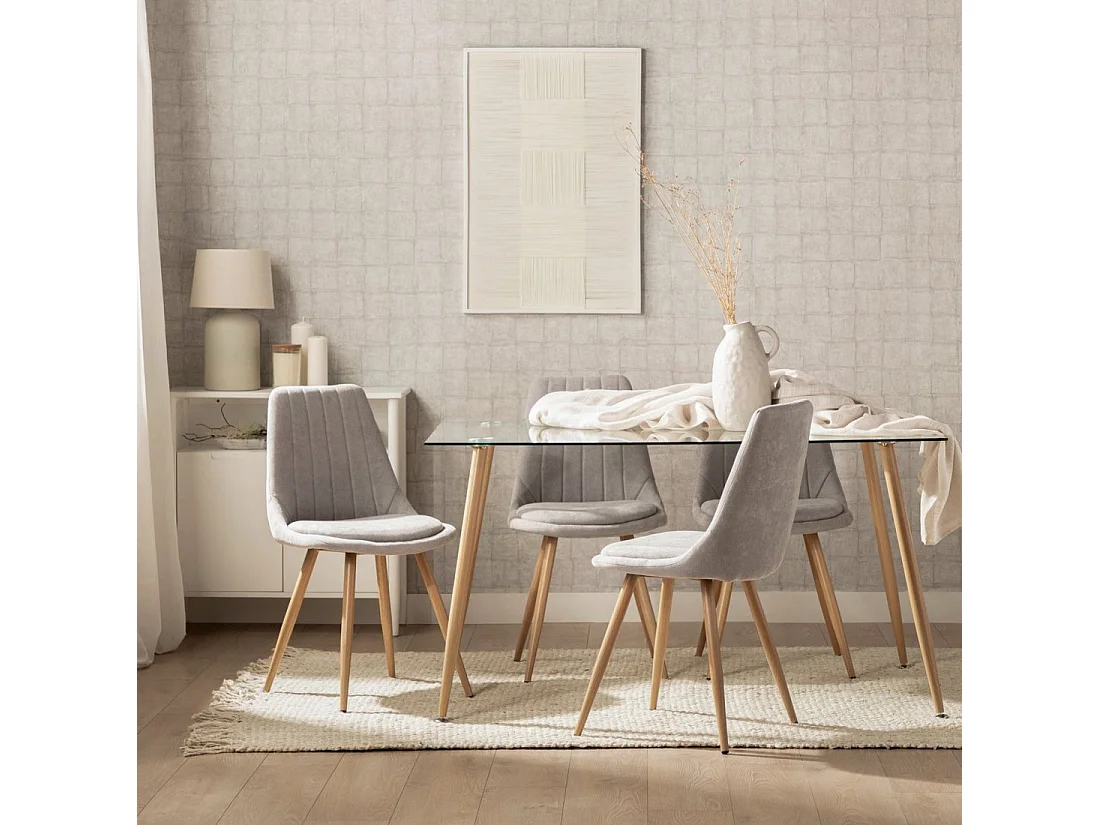 Chaise de salle à manger en tissu gris 47x87 cm-Ingrid