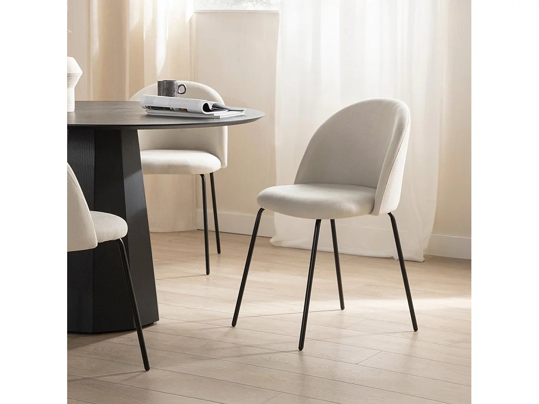 Silla de comedor de Tela Beige 81 x 48- Olivia