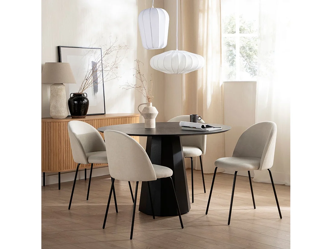 Silla de comedor de Tela Beige 81 x 48- Olivia