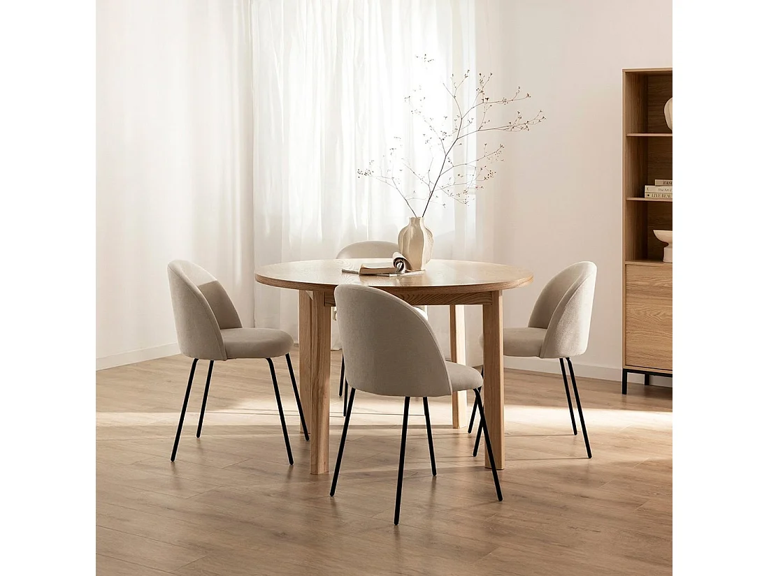 Silla de comedor de Tela Beige 81 x 48- Olivia