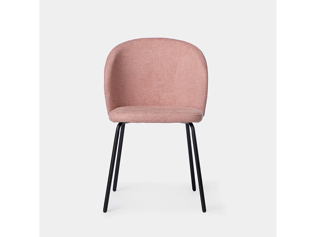 Chaise de salle à manger en tissu rose 49x80 cm-Norah