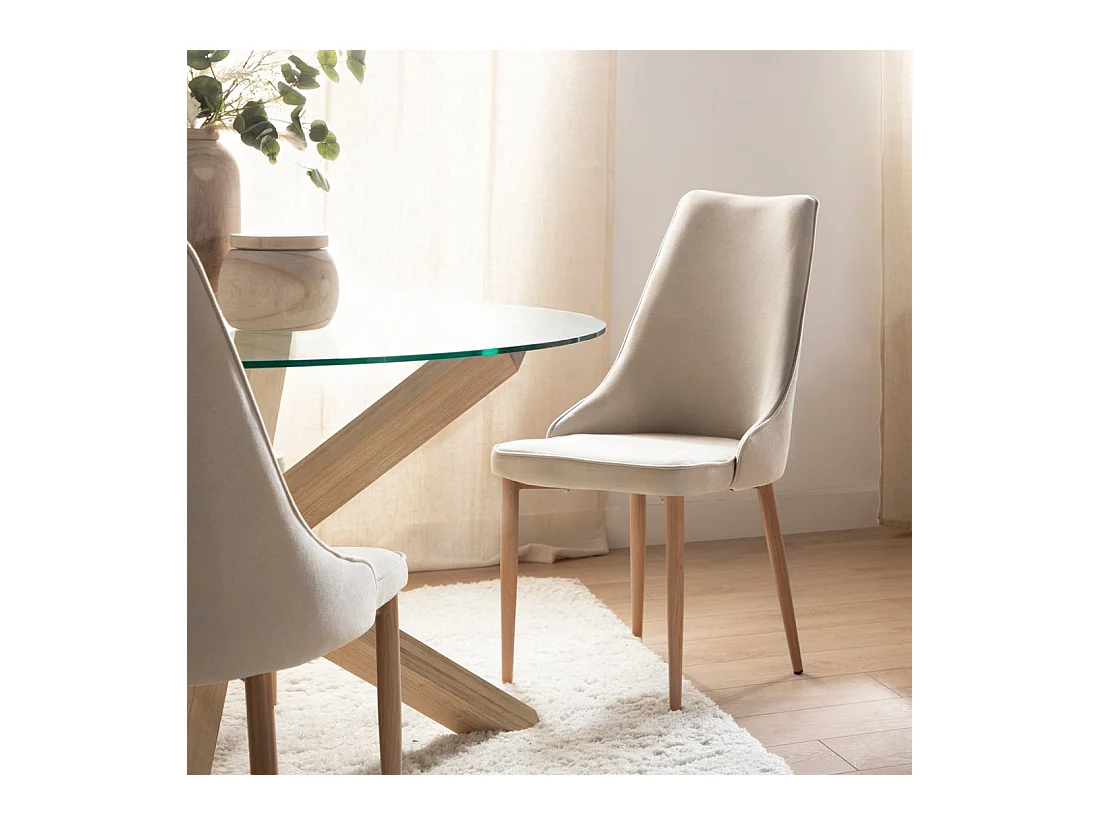 Chaise de salle à manger en tissu beige 45x95 cm-Agnes