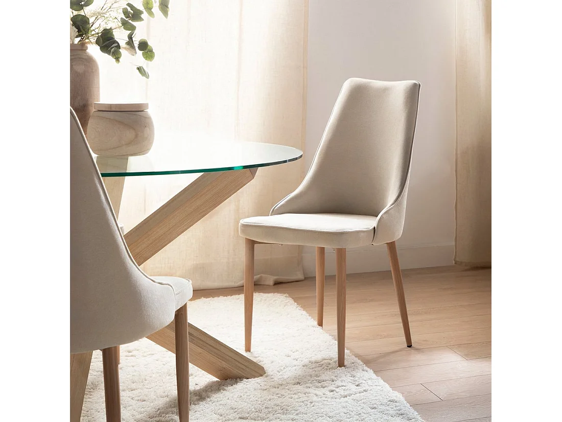 Silla de comedor de Tela Beige 95 x 45- Agnes