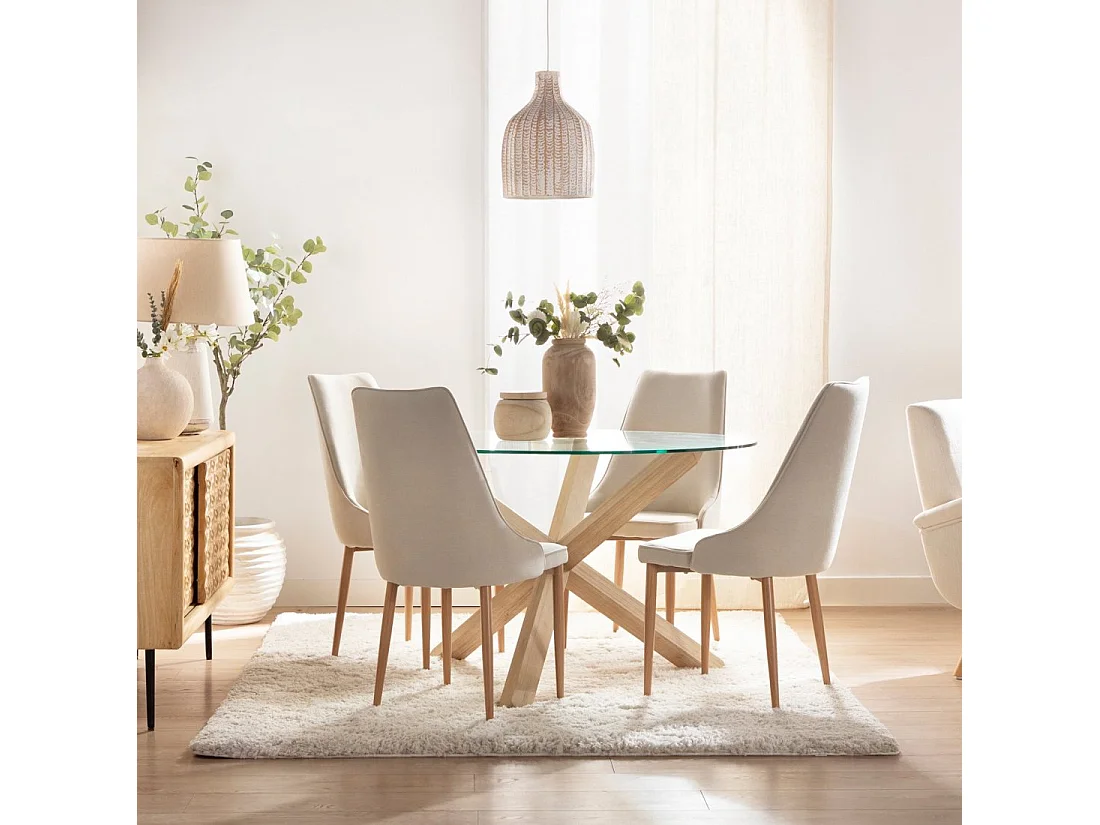 Silla de comedor de Tela Beige 95 x 45- Agnes