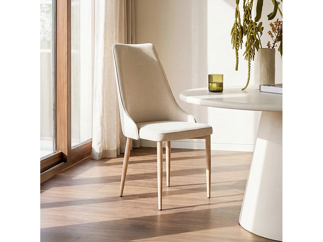 Chaise de salle à manger en tissu beige 45x95 cm-Agnes