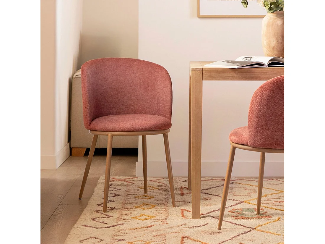 Chaise de salle à manger en tissu terracotta 51x80 cm-Nolan