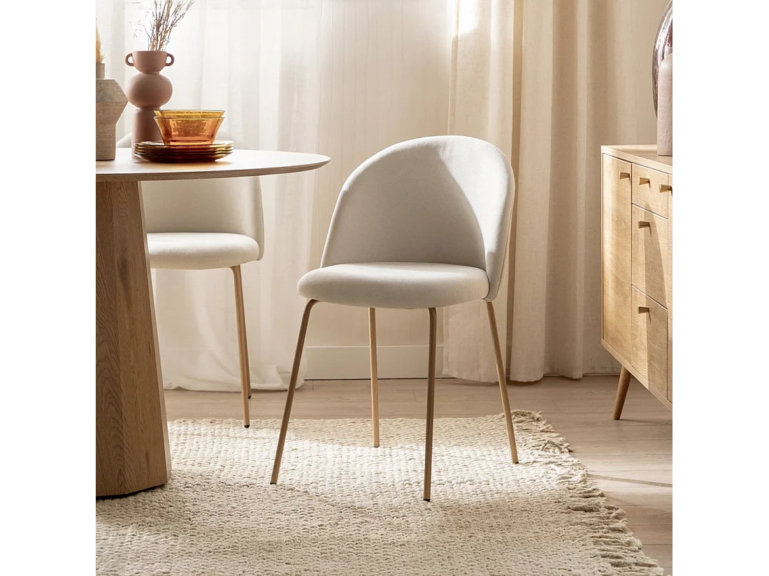 Chaise de salle à manger en tissu beige 48x81 cm-Olivia