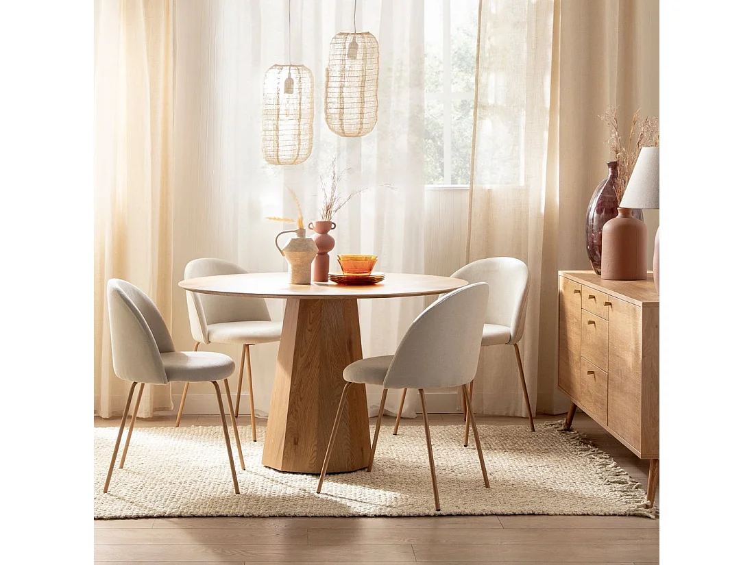 Chaise de salle à manger en tissu beige 48x81 cm-Olivia