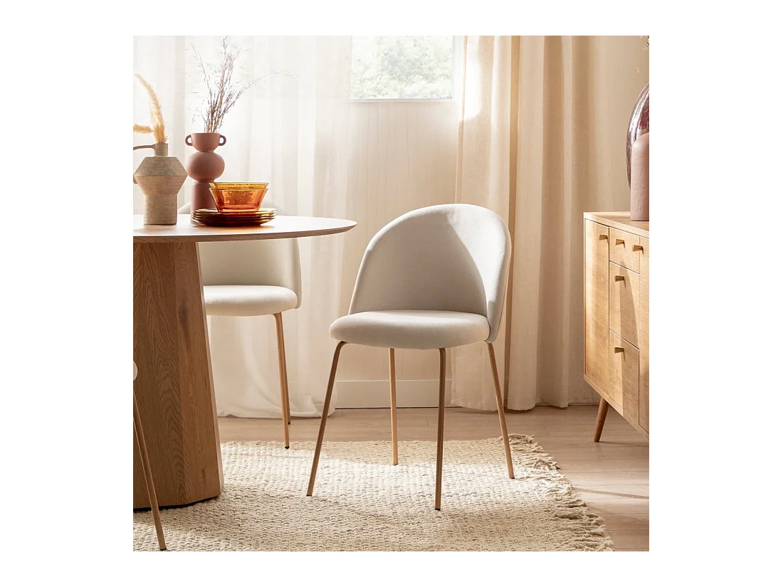 Silla de comedor de Tela Beige 81 x 48- Olivia