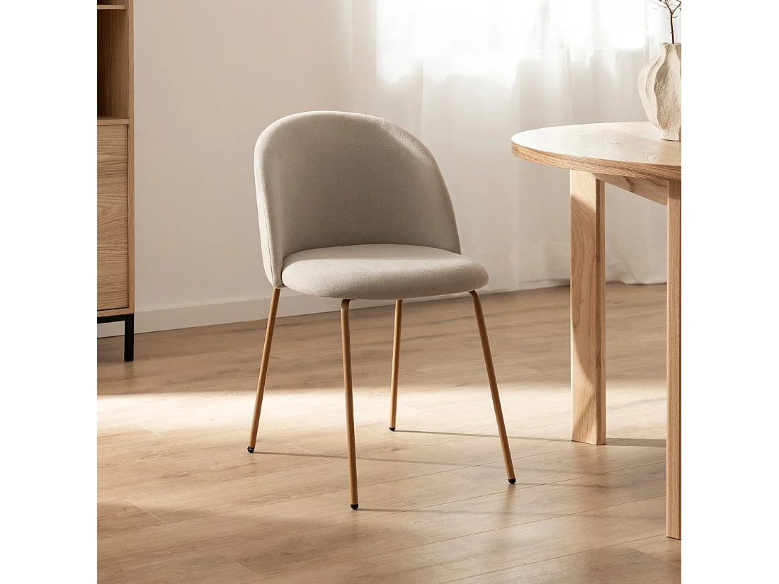 Silla de comedor de Tela Beige 81 x 48- Olivia