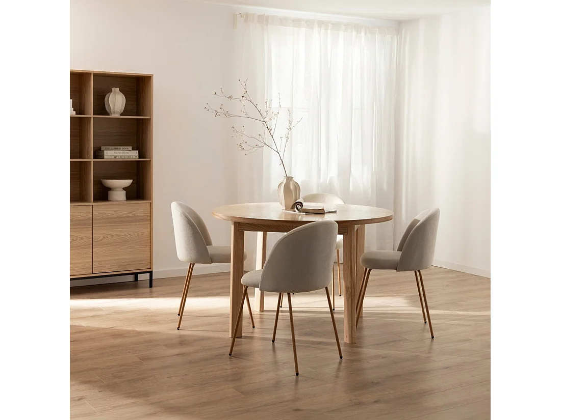 Silla de comedor de Tela Beige 81 x 48- Olivia