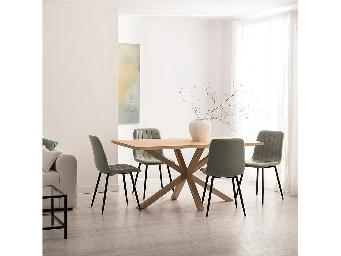 Chaise de salle à manger en tissu vert 45x92 cm-Robbie