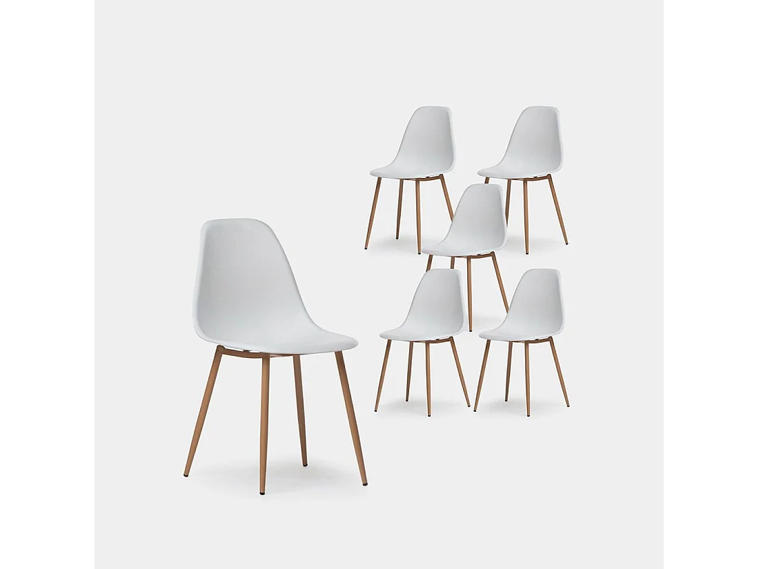 Chaise de salle à manger en plastique blanc 45x80 cm-Nina