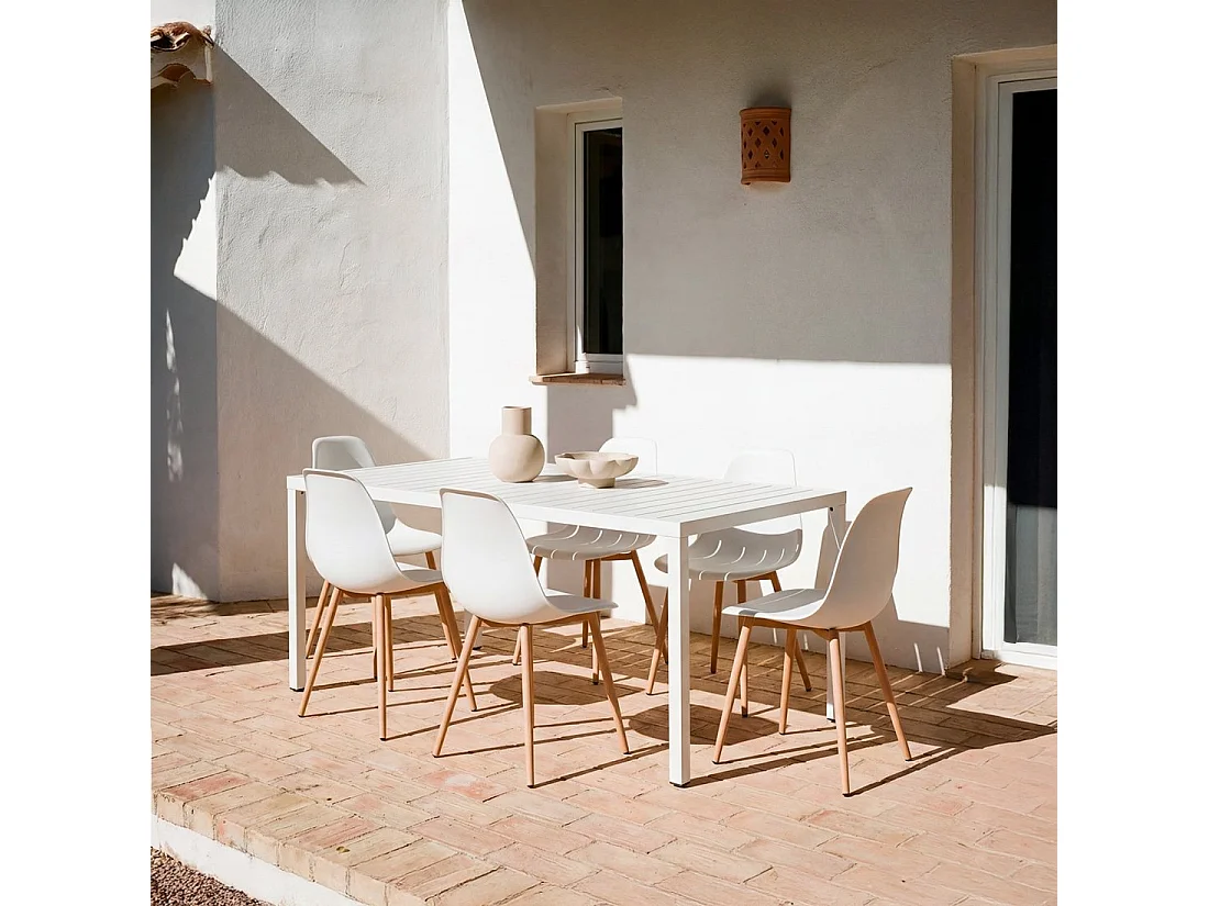 Chaise de salle à manger en plastique blanc 45x80 cm-Nina