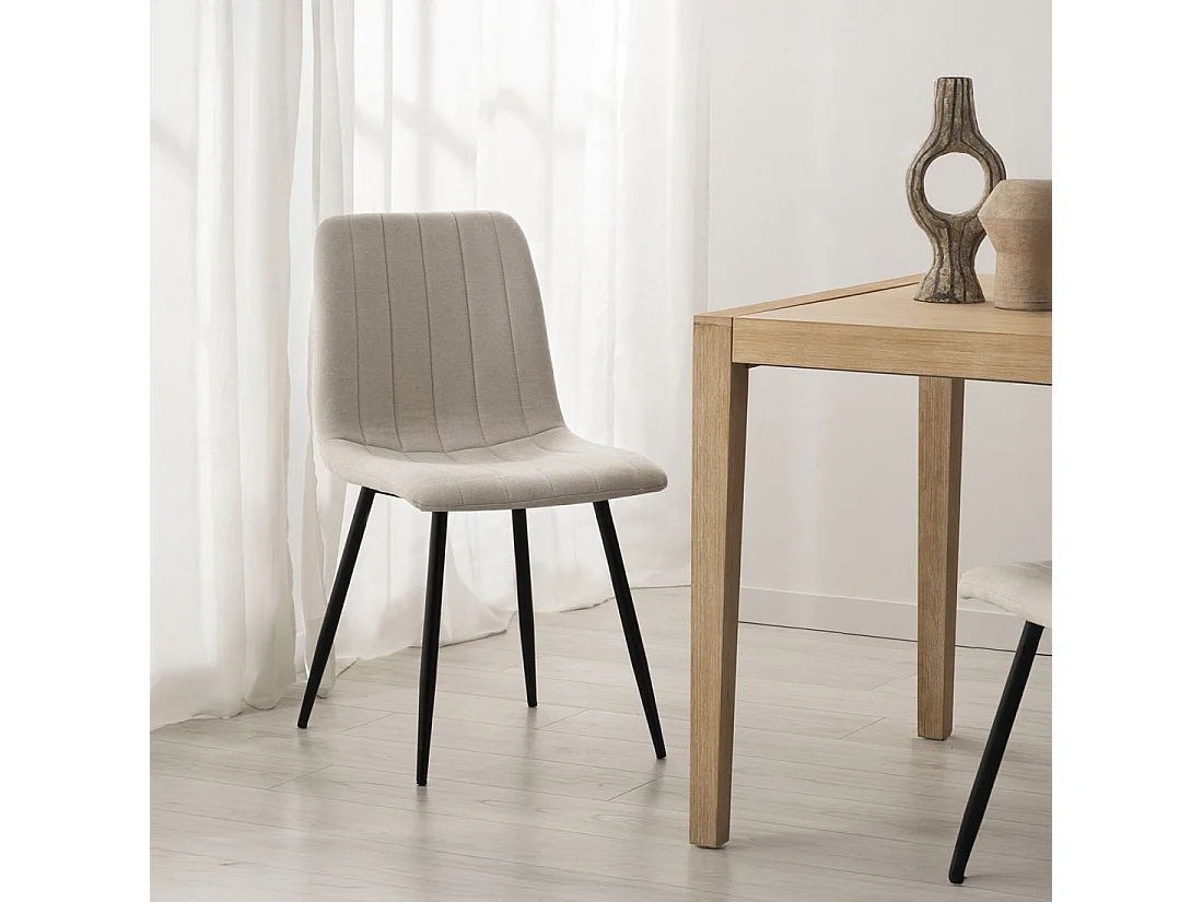 Chaise de salle à manger en tissu beige 45x92 cm-Robbie