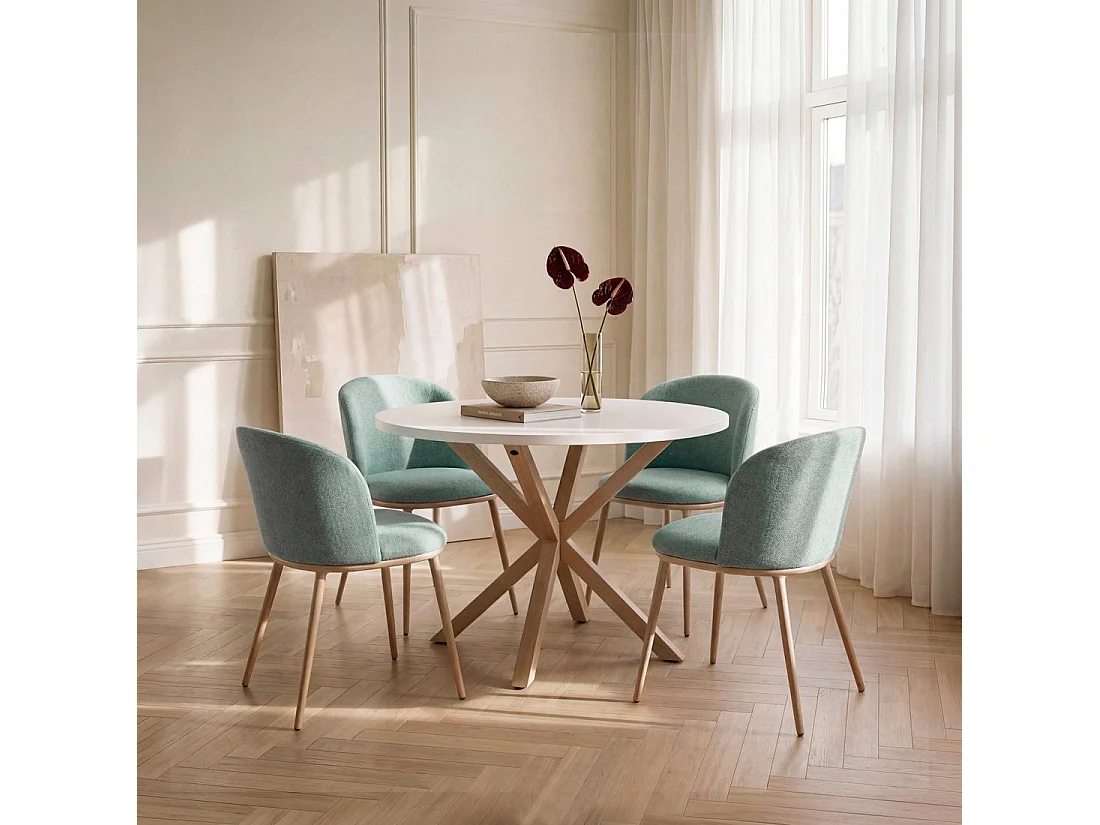 Chaise de salle à manger en tissu menthe 51x80 cm-Nolan