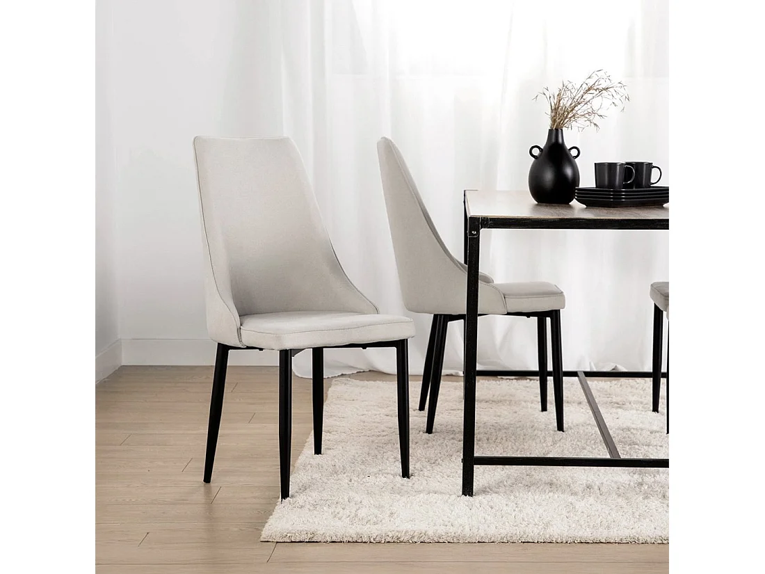 Chaise de salle à manger en tissu beige 45x95 cm-Agnes