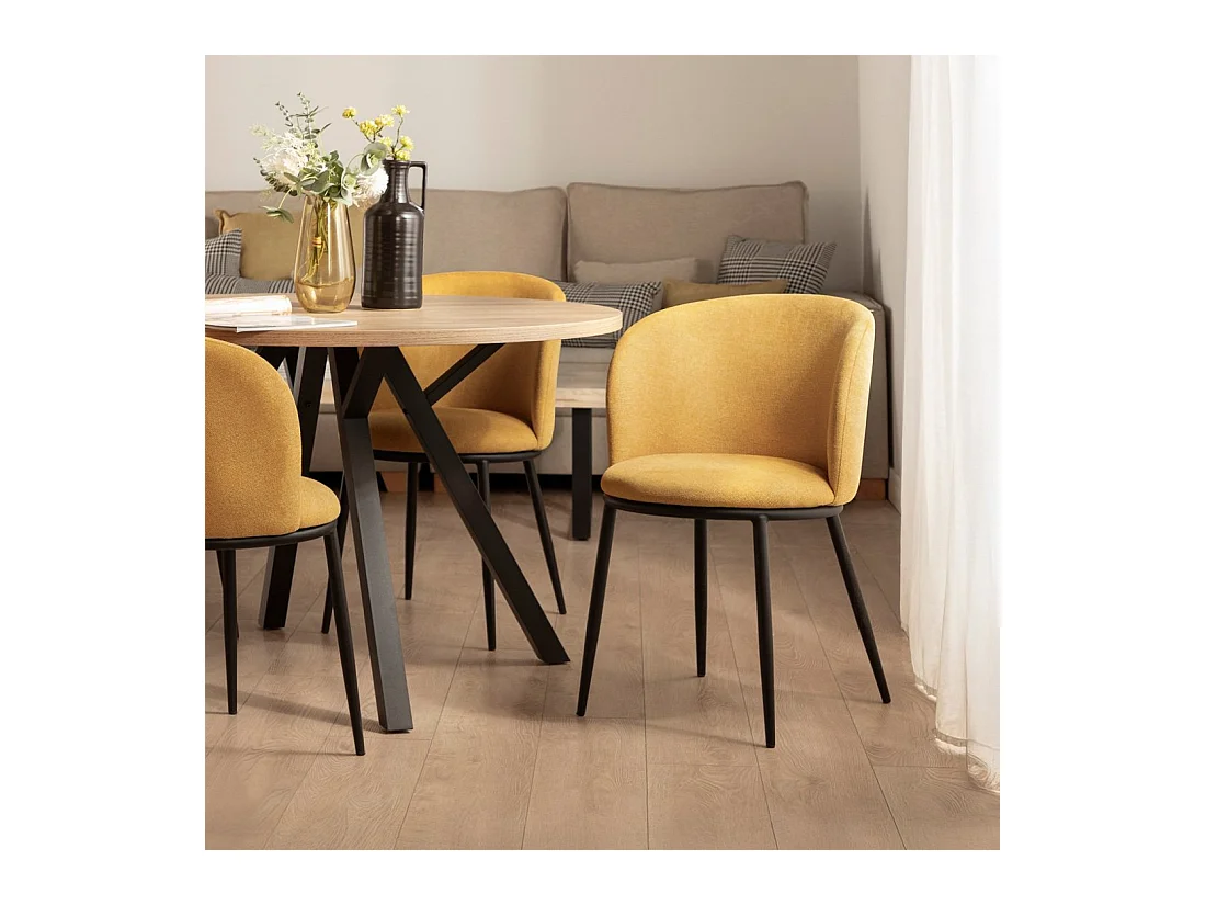 Chaise de salle à manger en tissu moutarde 51x80 cm-Nolan