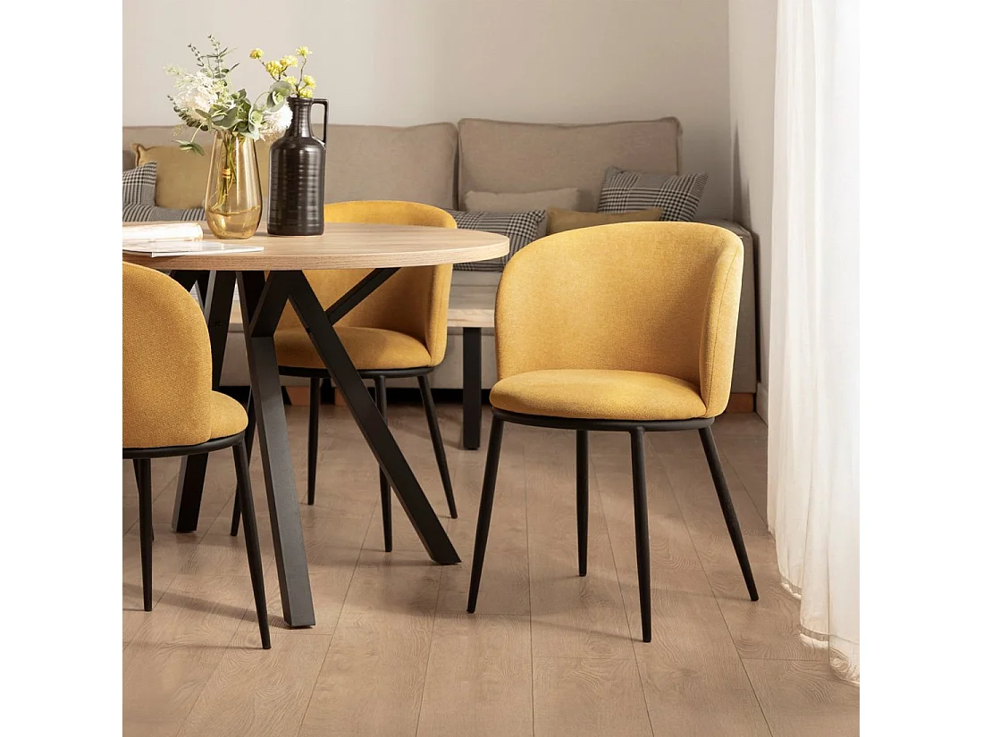 Silla de comedor de Tela Mostaza 80 x 51- Nolan