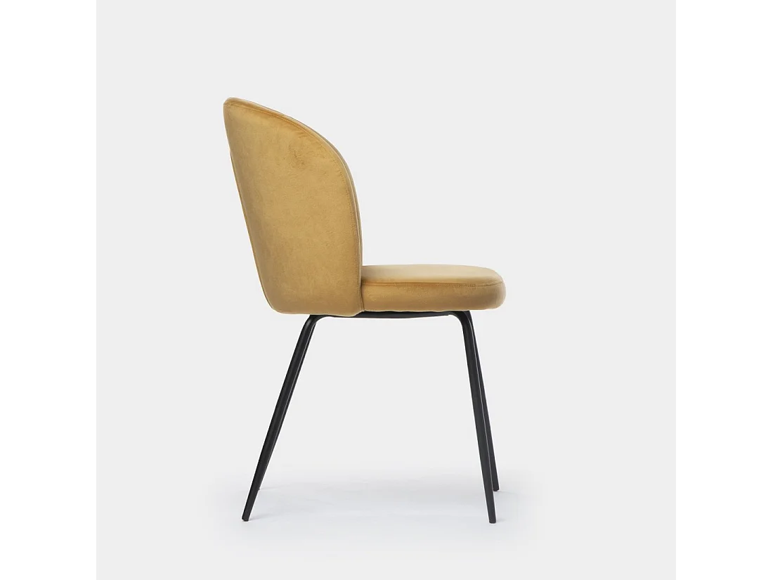 Chaise de salle à manger en velours moutarde 53x81 cm-Elina