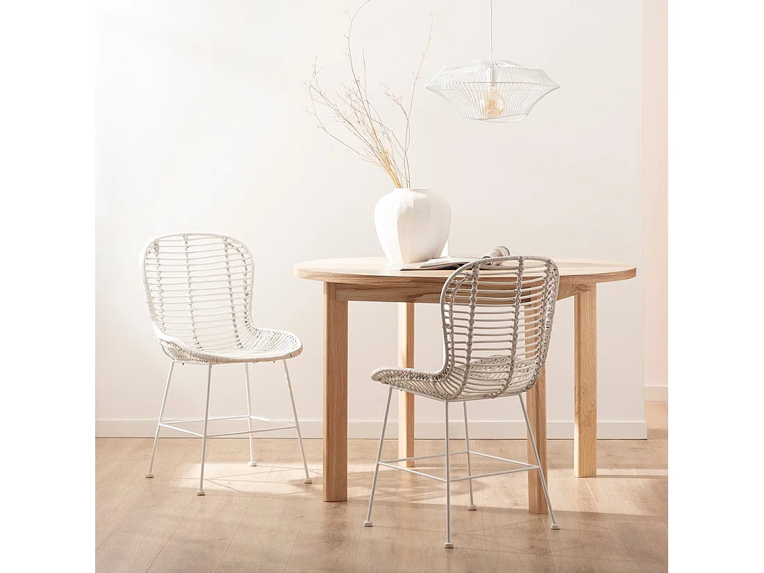 Chaise d'extérieur en fibre naturelle blanc 47x86 cm-Leo