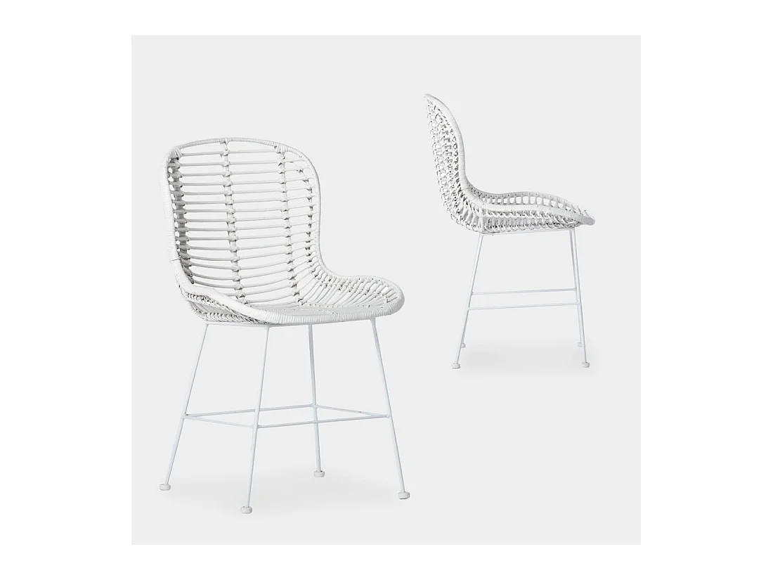 Chaise d'extérieur en fibre naturelle blanc 47x86 cm-Leo