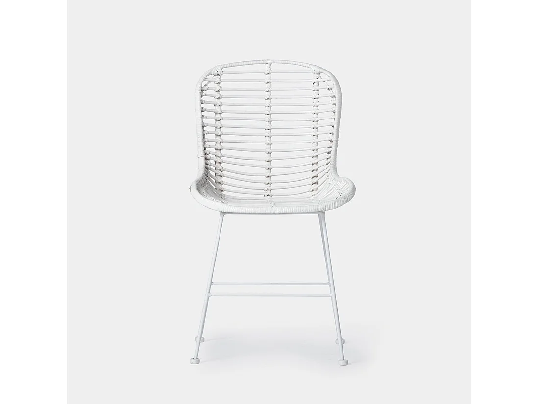 Chaise d'extérieur en fibre naturelle blanc 47x86 cm-Leo