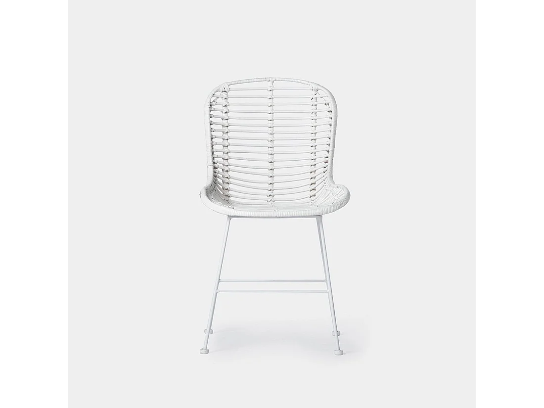 Chaise de jardin en fibre naturelle blanc 47x86 cm-Leo