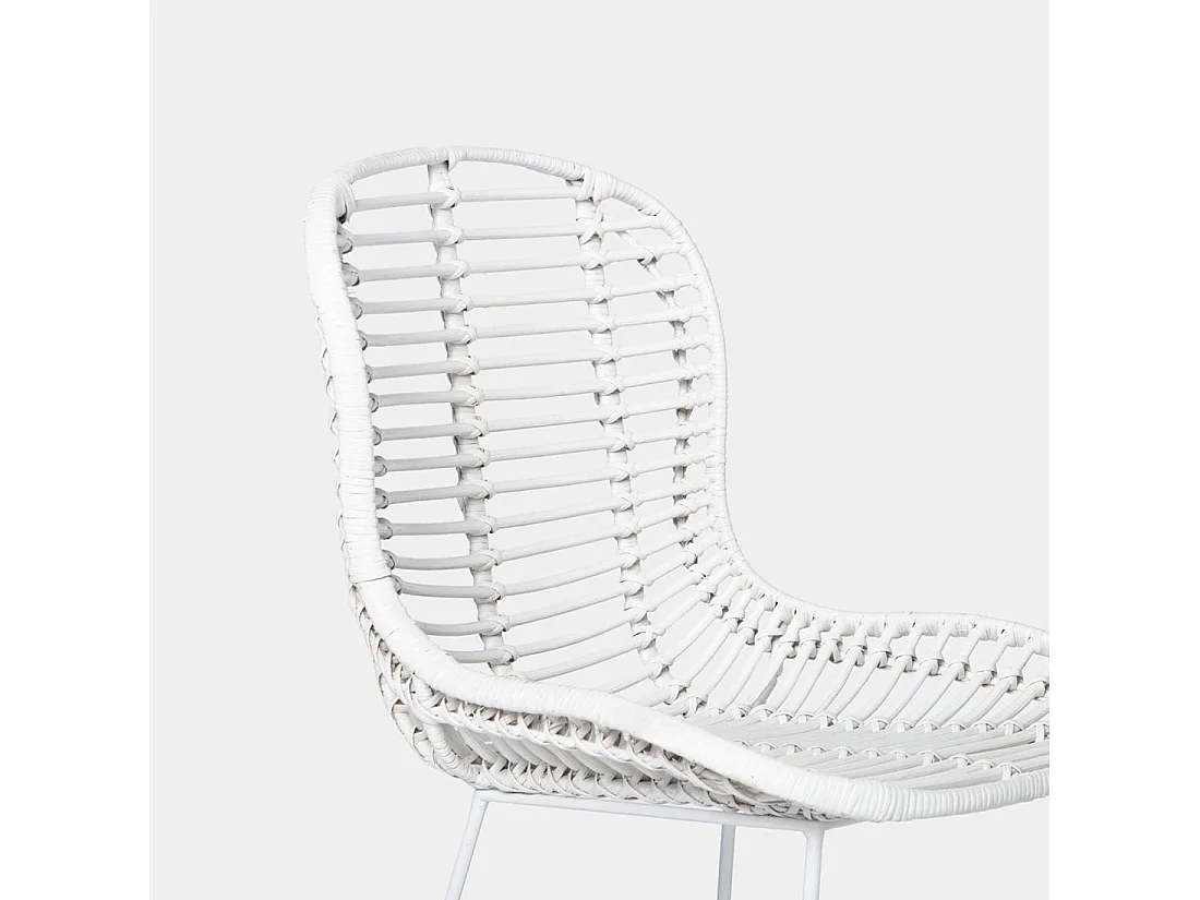 Chaise de jardin en fibre naturelle blanc 47x86 cm-Leo