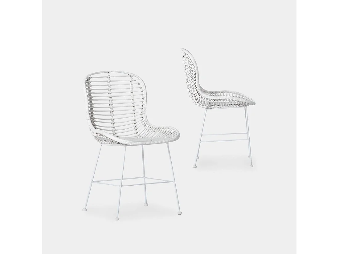 Chaise de jardin en fibre naturelle blanc 47x86 cm-Leo
