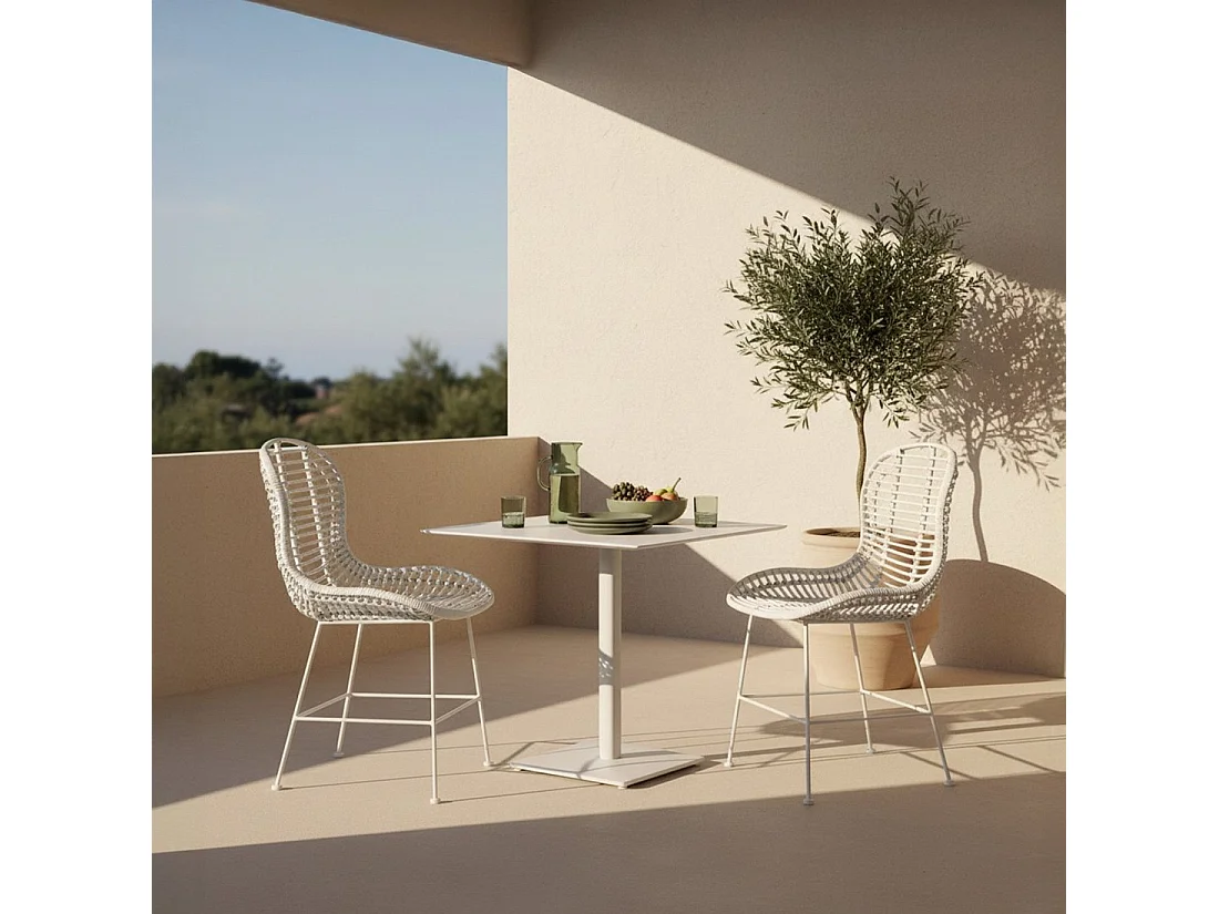 Chaise de jardin en fibre naturelle blanc 47x86 cm-Leo