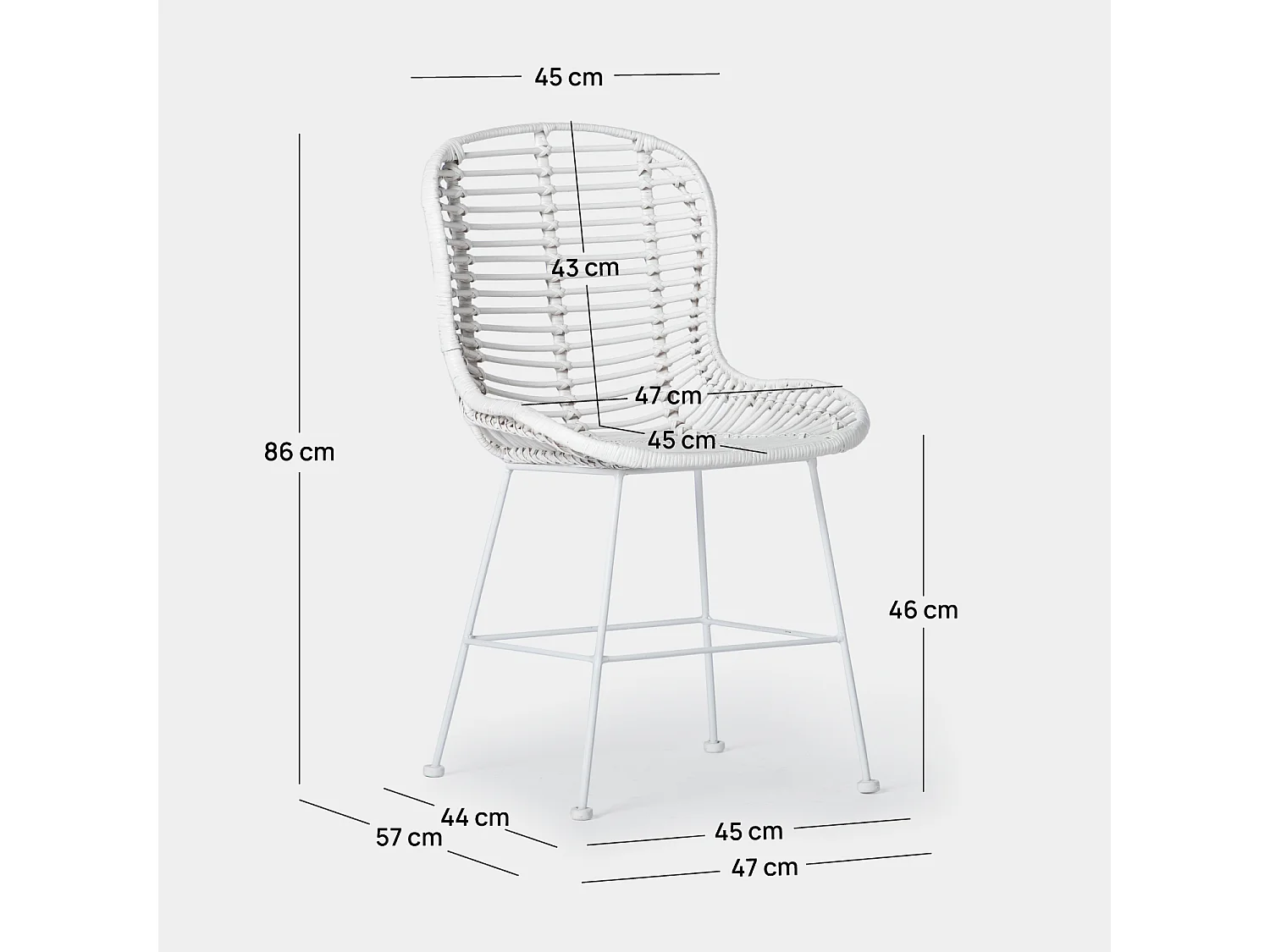Chaise de jardin en fibre naturelle blanc 47x86 cm-Leo