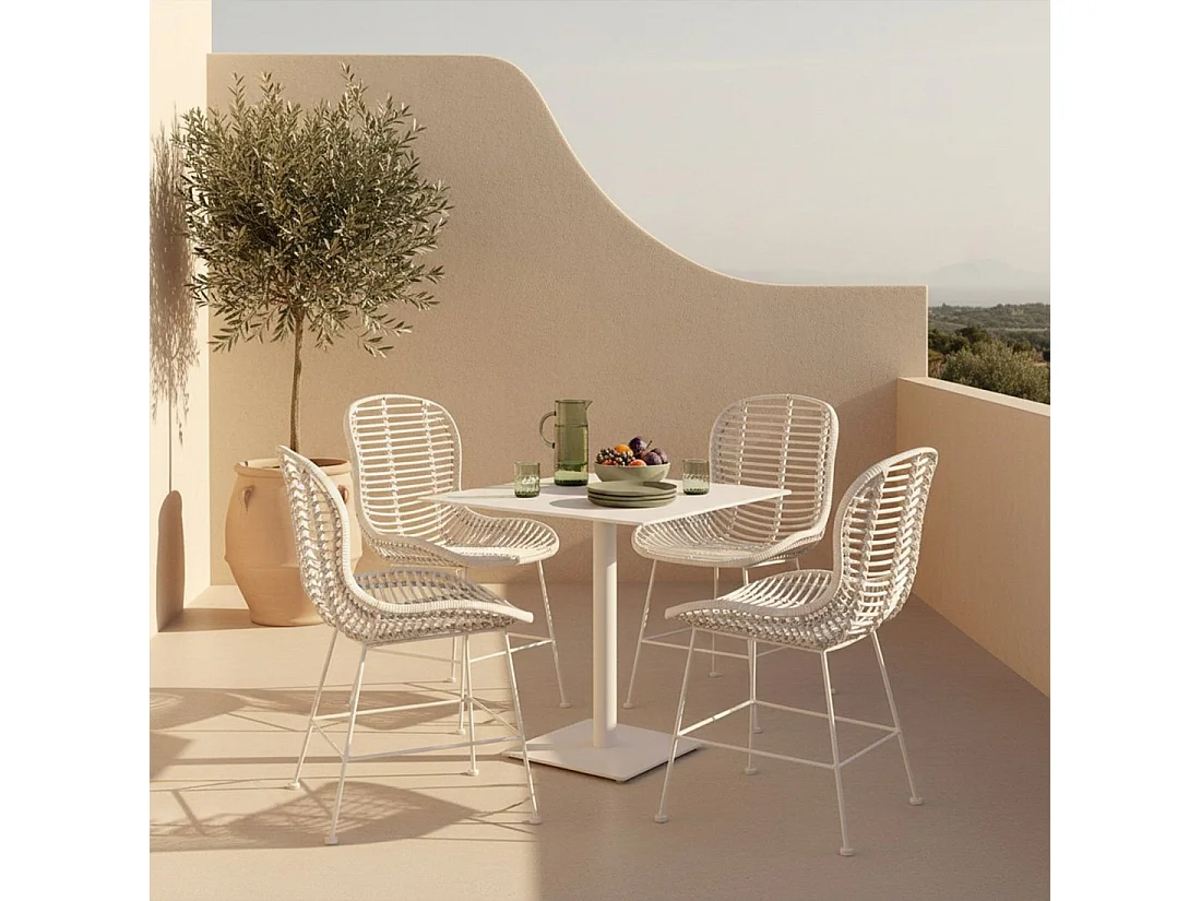 Chaise de jardin en fibre naturelle blanc 47x86 cm-Leo