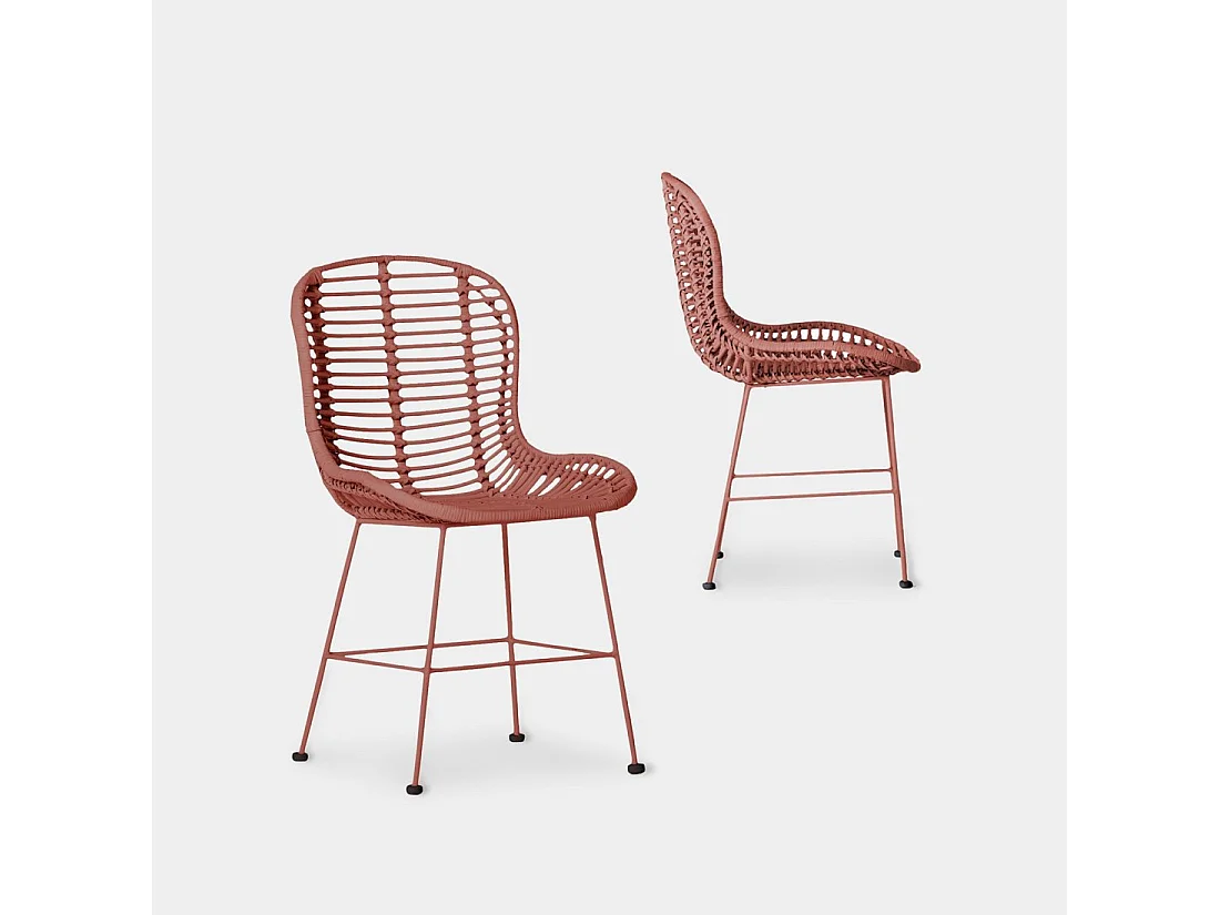 Chaise d'extérieur en fibre naturelle terracotta 47x86 cm-Leo