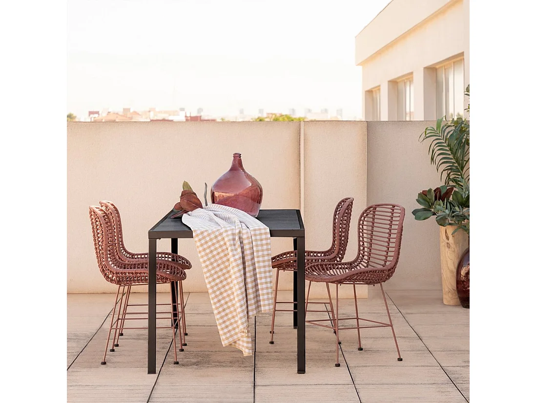 Chaise d'extérieur en fibre naturelle terracotta 47x86 cm-Leo